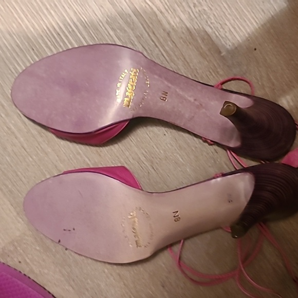 Vintage Italian leather Maserati pink lace up stiletto heeled sandals - Picture 4 of 4